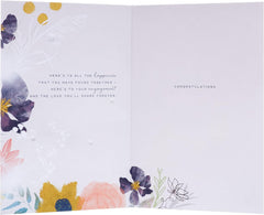 Contemporary Illustrated Embossed Floral Design Engagement Card