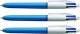 BIC 4 Colours Original Pens, Multi Coloured Pens All In One, Biro Pens, Medium 1.0mm, Green, Blue, Red, Black, 3 Pens Per Pack, 1 Pack