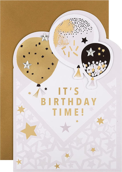 Hallmark Birthday Card - Die-Cut Metallic Balloons Design
