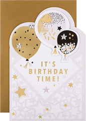 Hallmark Birthday Card - Die-Cut Metallic Balloons Design