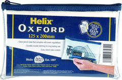 Helix Oxford 8-inch Clear Pencil Case – Durable & Compact Storage Solution