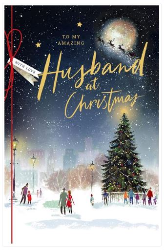 Christmas Tree City Scene-To My Amazing Husband Christmas Card