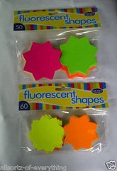 Fluorescent 60 Star 60mm Shapes (Pack of 2)