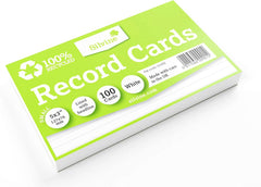 5x3" 100% Recycled Flash Cards - Lined (100 Cards) White