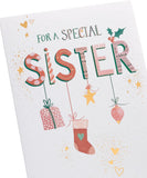 Christmas Card for Sister - Hanging Ornaments Design
