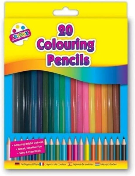 20 Full Size Colouring Pencils | Bright Colour Pencils for Art, School & Crafts