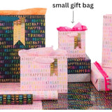 Glick Luxury Happy Birthday Pink Gift Bag - Small 140 x 140 x 60 mm. Beautiful Happy Birthday Gift Bag, Pink