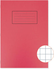 Silvine A4 Exercise Book - Red. Ruled 10mm Squares, 80 Pages