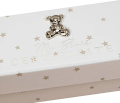 Widdop White Baby Birth Certificate Holder with 3D Teddy Icon