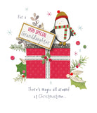 Penguin and Present For Very Special Grand Daughter Christmas Card