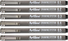 Artline 0.1mm/ 0.2mm/ 0.3mm/ 0.4mm/ 0.5mm/ 0.8mm Drawing System - Black