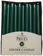 Tapered Dinner Candle Unwrapped 50pk Evergreen