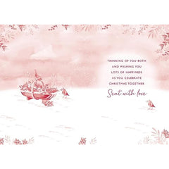 Nigel Quiney For the Two of You Christmas Card - Robins and Berry Foraging with Foil Finish - Eco-Friendly and Recyclable