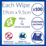 AF Phone & Headset Cleaning Wipes - Contains Alcohol - for Hotdesk, Desk, Call Centre, Games Consoles, Desk Telephone, Reception etc.