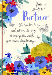 Beautiful Floral “You’re a Wonderful Partner” Greeting Card