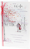 Romantic Birthday Card for Wife - Elegant Couple Scene Illustration - Sentimental Verse - Luxury Greeting Card with Envelope