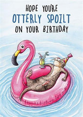 GBCC Male/Female Funny Birthday Card - General Card for Men/Women - Otter Relaxing in Pool - Eco-Friendly and Recyclable