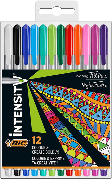 Bic Intensity Medium Felt-Tip Pens, Medium Tip, Box of 12