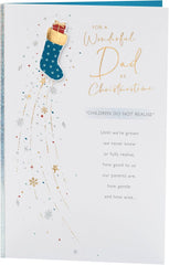 UK Greetings Christmas Card for Dad - Blue Stocking Design