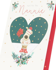 Boofle Just For You Nannie Snowy Poinsettia Cute Christmas Greeting Card