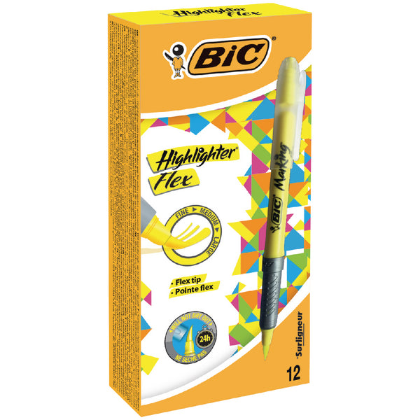 Bic Highlighter Flex Yellow PK12