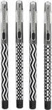 Helix Oxford Monochrome Black Gel Pens - Pack of 4 | Smooth Black Ink for Everyday Writing