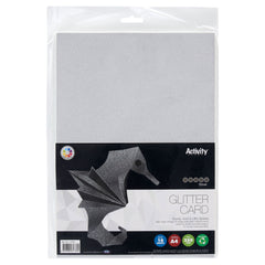 A4 250gsm Glitter Card 10 Sheets - Silver