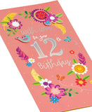 Pretty Flower 12th Birthday Card