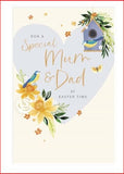 UK Greetings Easter Card for Mum & Dad - Daffodils & Birds Design