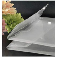 4 x Clear A5 Plastic Folder Document Wallets Poppers