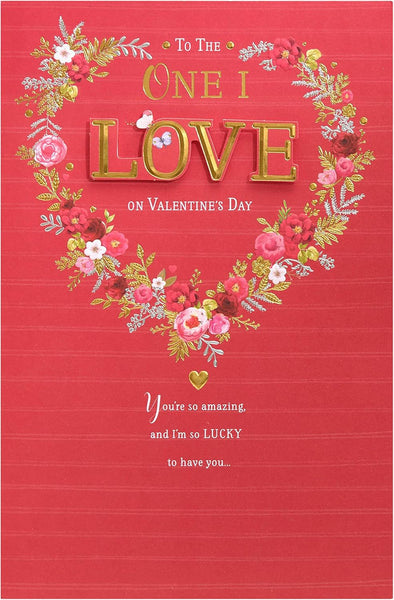 Floral Heart Design for The One I Love Valentine's Day Card