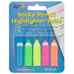 Tiger Neon Sticky Highlighter Tabs – Pencil Format | Writable & Repositionable Page Markers