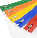 Rapesco Zippi Bag with Metal Zip, A4+, Clear with Assorted Bright Coloured Zip Strips (Pack 5)