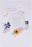 Contemporary Illustrated Embossed Floral Design Engagement Card