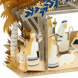 3D Pop-Up Nativity Scene Christmas Card – Gold Foil Details, Blue