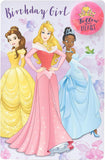 Disney Princess Belle, Aurora & Tiana Birthday Card
