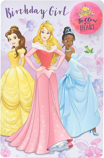 Disney Princess Belle, Aurora & Tiana Birthday Card
