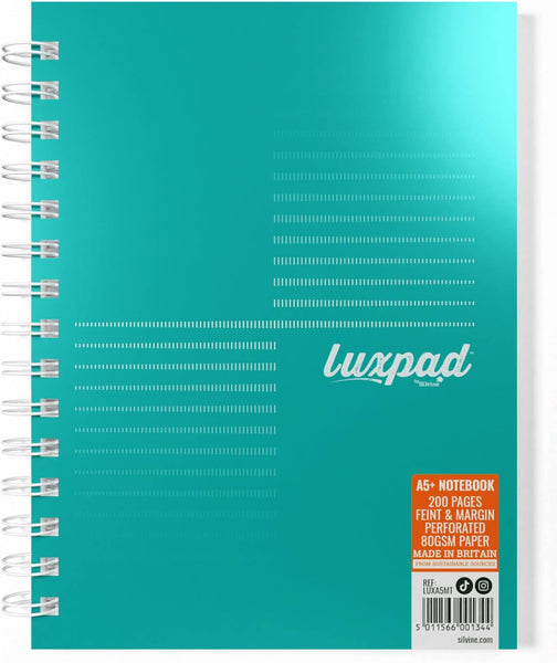 Silvine Luxpad Metallic A5+ FSC Wirebound Notebook - Lined (200 Pages) Pack of 3