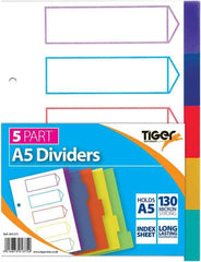 A5 5 Part Polypropylene Dividers – Colour-Coded Index Tabs for Organising Documents