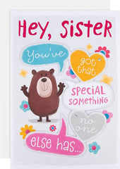 Cute Special Something All About Gus Design Sister Birthday Card