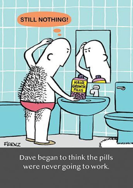 Funny Hair Growth Birthday Card for Him – Cheeky Bathroom Cartoon Joke