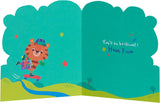 First Day At School Card For Him/Boy With Envelope - Cute Tiger Cartoon Design