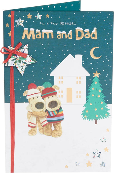 Boofles Standing Outside the House Mam & Dad Christmas Card