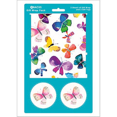 Butterflies Wrapping Paper 2 Sheets & 2 Tags