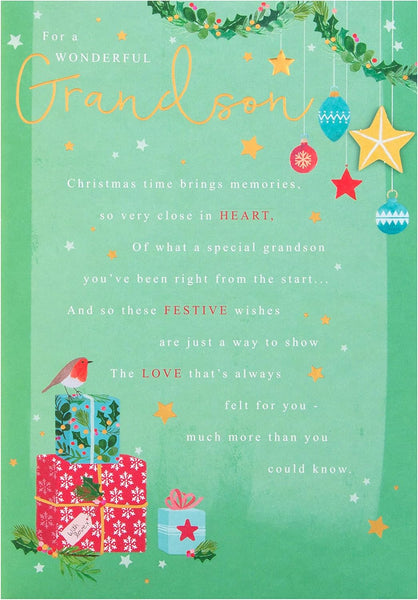 Christmas Card for Grandson – Classic Design with a Heartfelt Message