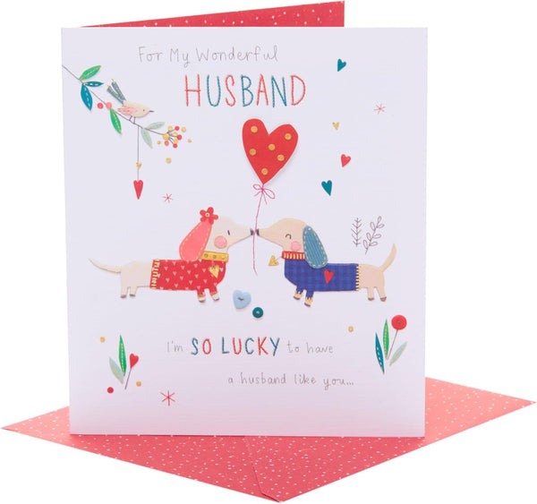 UK Greetings Valentine's Day Card for Husband - Lovely Dogs Design
