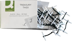 Q-Connect Treasury Tags 25mm Green Plastic Ends Pack of 100