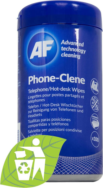 AF Phone & Headset Cleaning Wipes - Contains Alcohol - for Hotdesk, Desk, Call Centre, Games Consoles, Desk Telephone, Reception etc.
