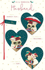 Boofle Embellished for My Wonderful Husband Loving Cute Christmas Greeting Card 771263