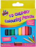 10 Chunky Half-Size Colouring Pencils with Sharpener | Easy Grip for Kids & Toddlers